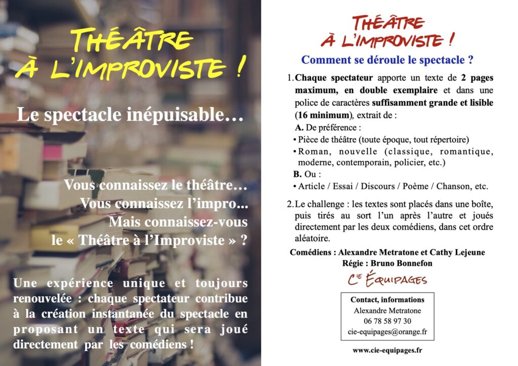 Théâtre à l'improviste ! dans le cadre des «Nuits de la lecture » @ Médiathèque de Fontcouverte | Fontcouverte | Nouvelle-Aquitaine | France